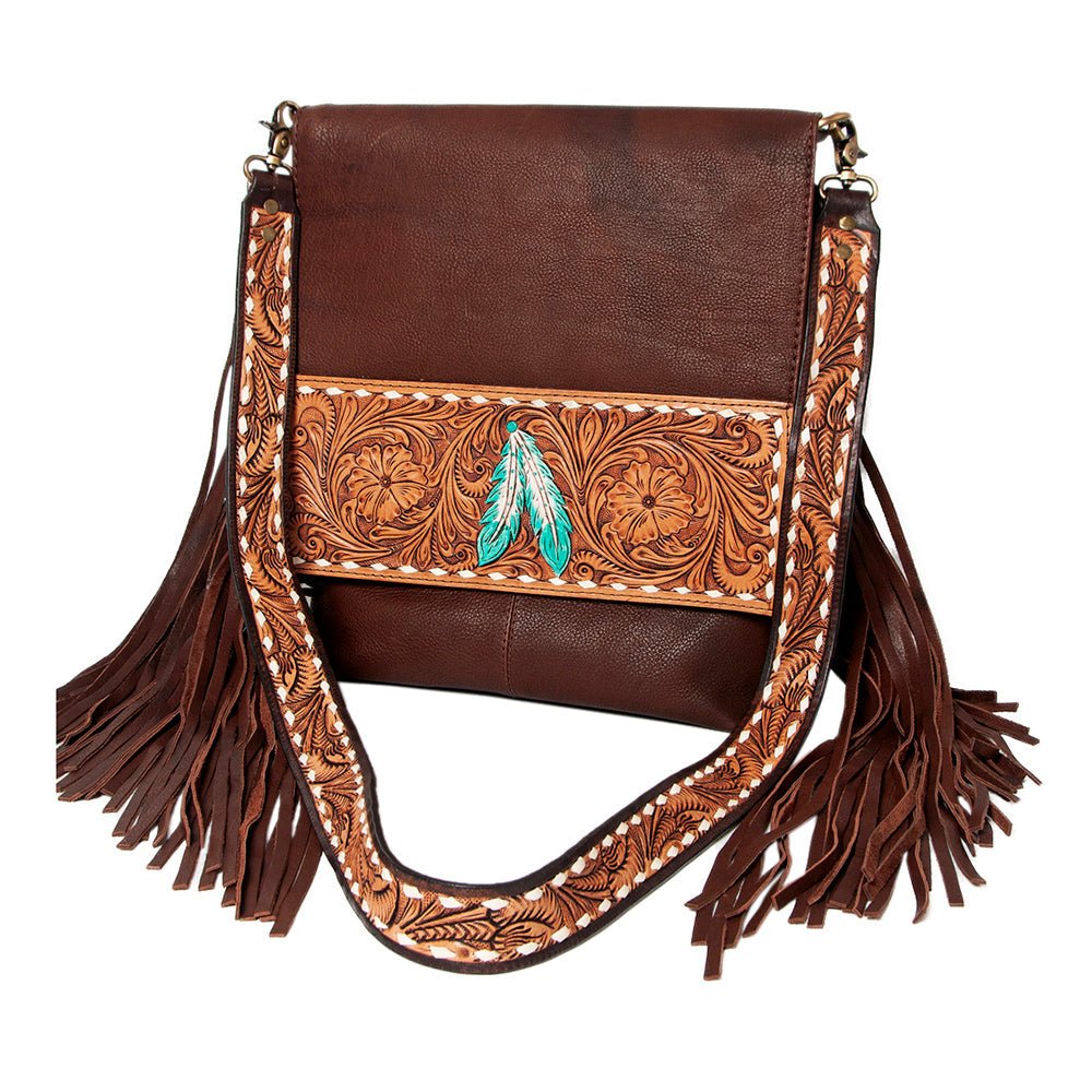 American Darling Large Crossbody Hand Tooled Genuine Leather