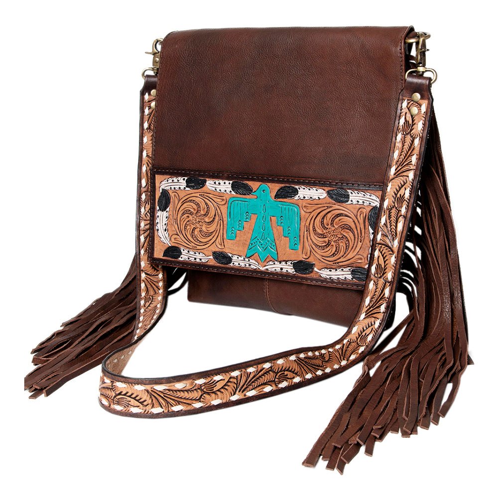American Darling Large Crossbody Hand Tooled Genuine Leather