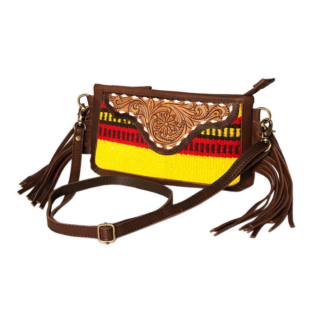American Darling Small Crossbody Hand Tooled Saddle Blanket Genuine Leather