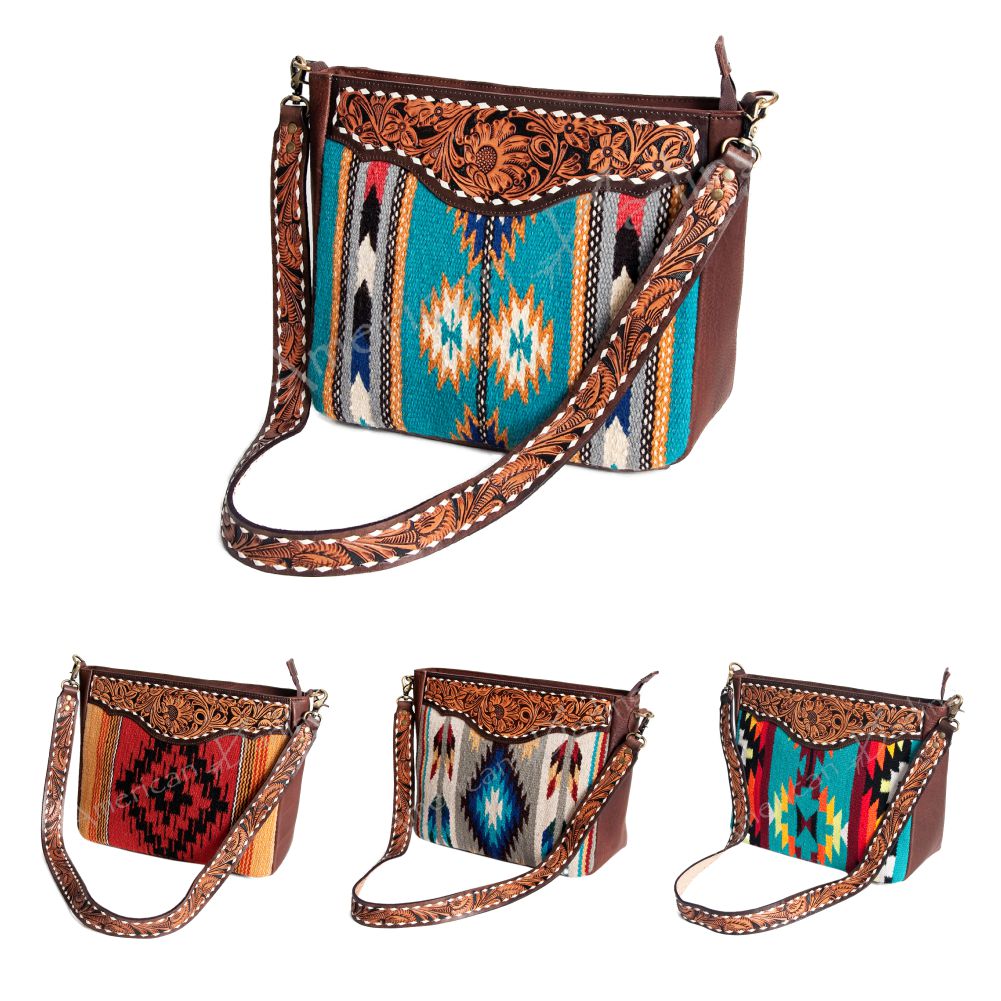 American Darling Hand Tooled Floral Carved Saddle Blanket Messenger Bag Eco-Friendly Full Grain Genuine Leather YKK Zipper