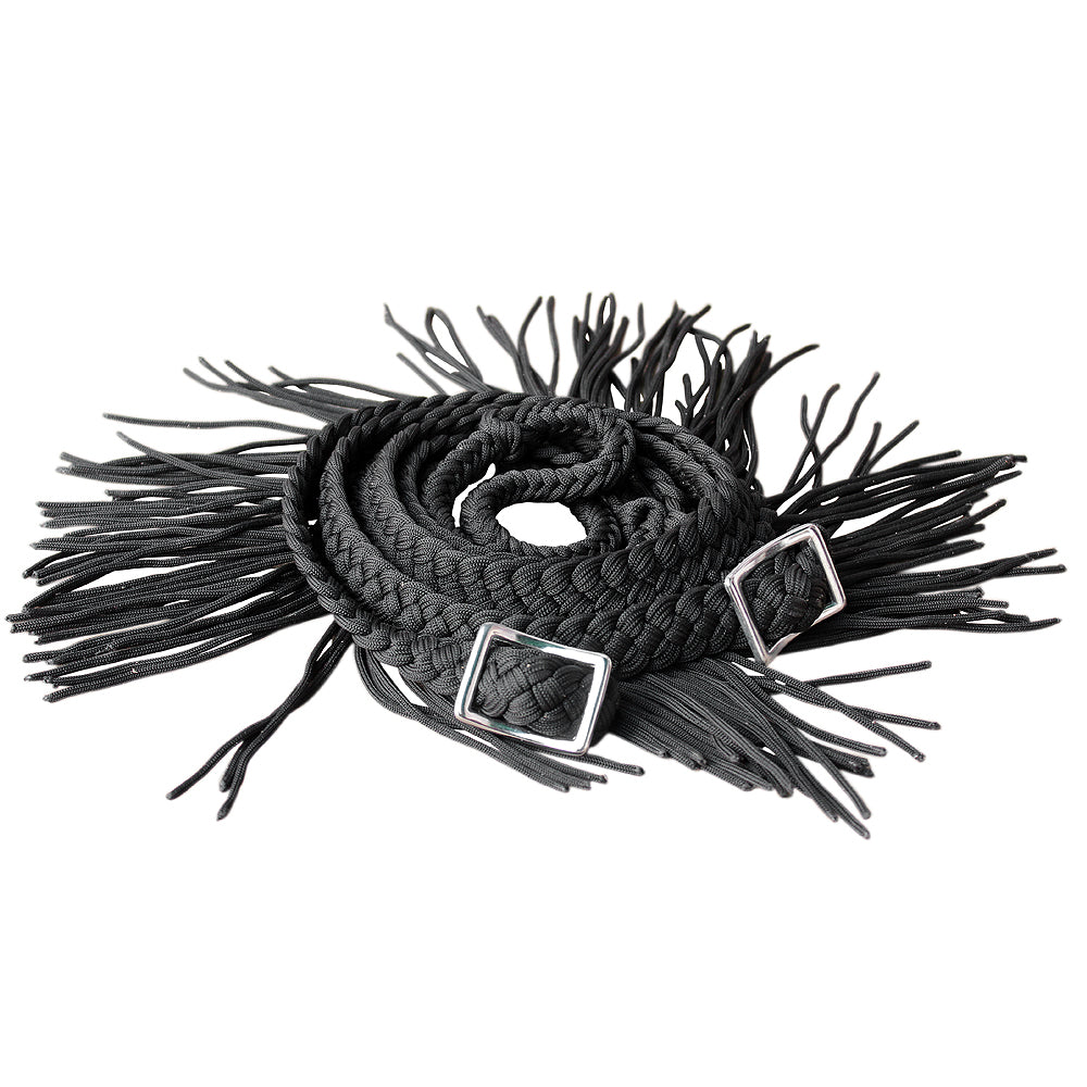 Hilason Braided Poly Barrel Racing Reins, Flat Grip Knots — 1" x 8 ft