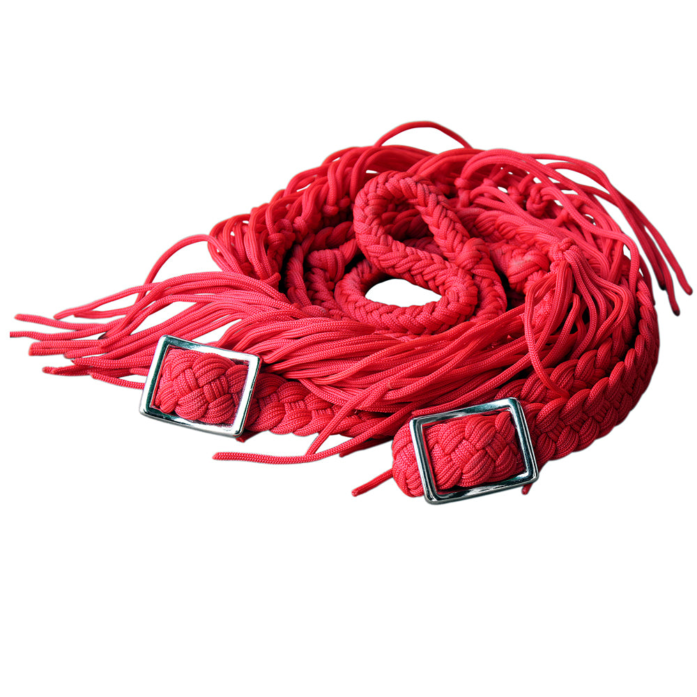 Hilason Braided Poly Barrel Racing Reins, Flat Grip Knots — 1" x 8 ft