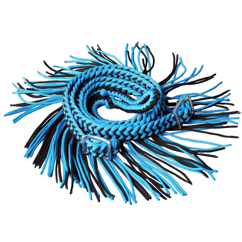 Hilason Braided Poly Barrel Racing Reins, Flat Grip Knots — 1" x 8 ft