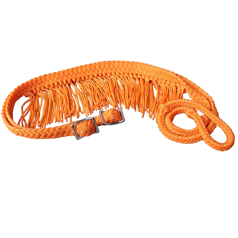 Hilason Braided Poly Barrel Racing Reins, Flat Grip Knots — 1" x 8 ft