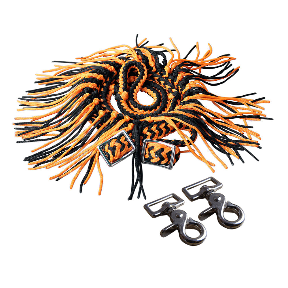 Hilason Braided Poly Barrel Racing Reins, Flat Grip Knots with Snaps — 1" x 8 ft