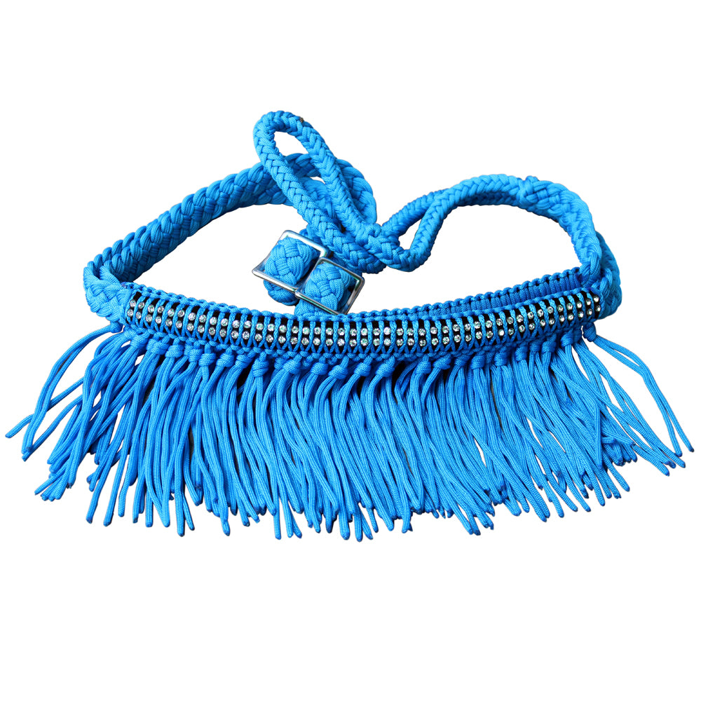 Hilason Braided Barrel Racing Reins with Crystal Fringe — 1" x 8 ft