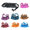 Hilason Braided Barrel Racing Reins with Crystal Fringe — 1" x 8 ft