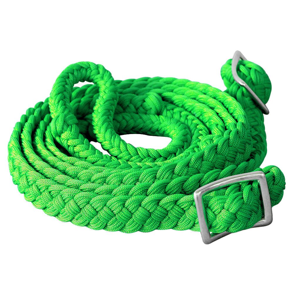 Hilason Braided Poly Barrel Racing Flat Reins — 1" x 8 ft