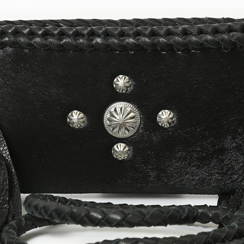 American Darling Small Cross body Bag Western Hair-On Cowhide Genuine Leather Handcrafted Purse with Fringes and Turquoise