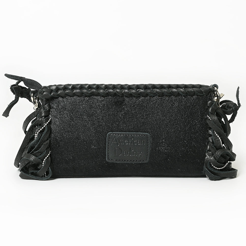 American Darling Small Cross body Bag Western Hair-On Cowhide Genuine Leather Handcrafted Purse with Fringes and Turquoise
