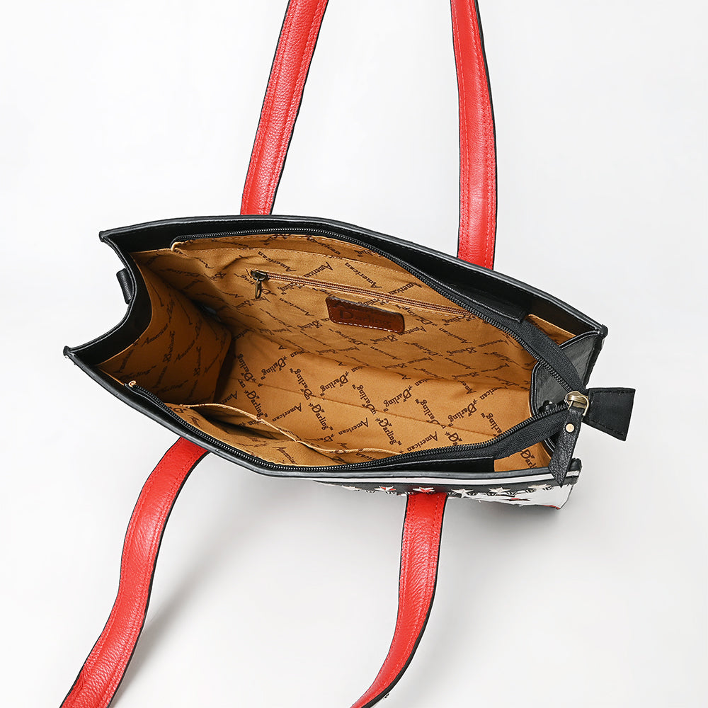 American Darling Tote Hand Printed Genuine Leather