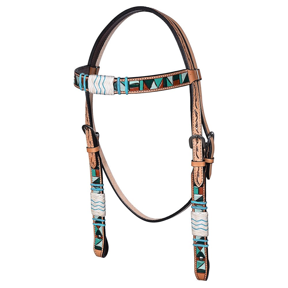 Hand-Carved Leather Western Headstall And Breast Collar Set For Training And Showing