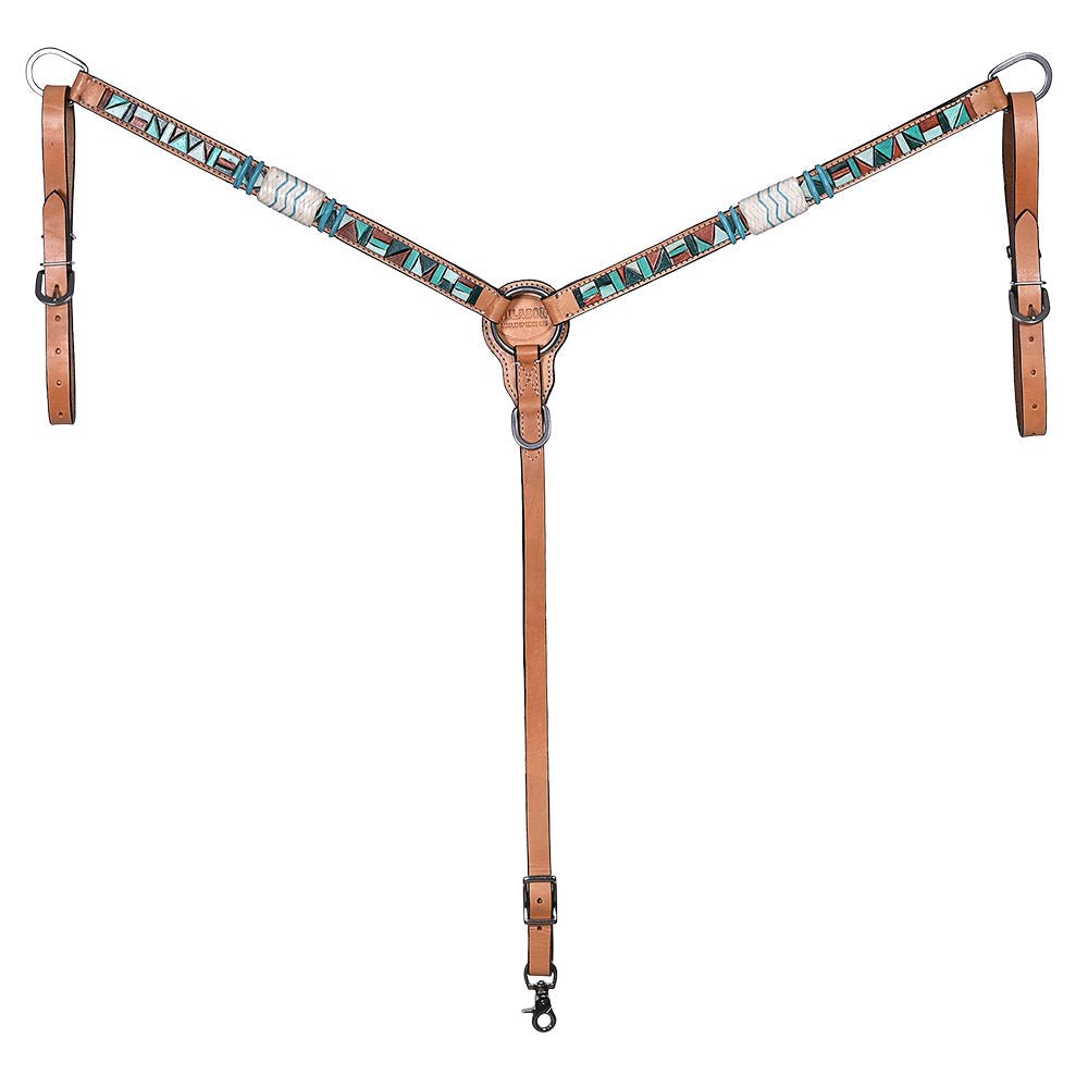 Hand-Carved Leather Western Headstall And Breast Collar Set For Training And Showing