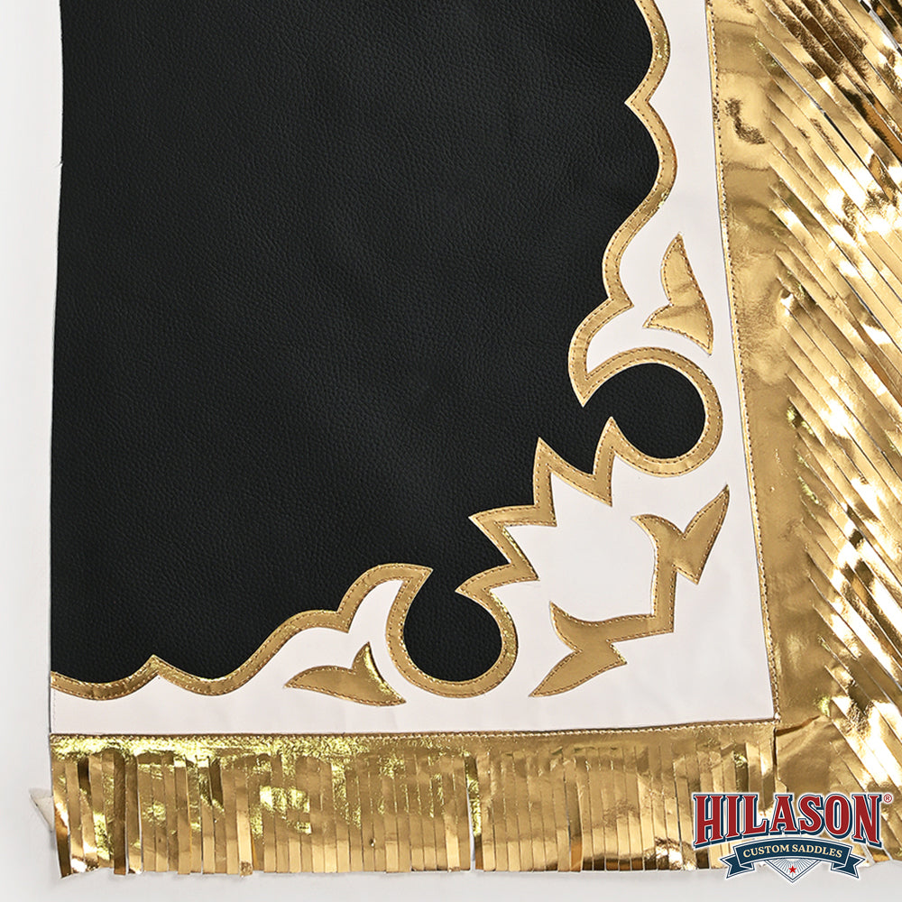 HILASON Pro Rodeo Bull Riding Chaps Genuine Leather Black