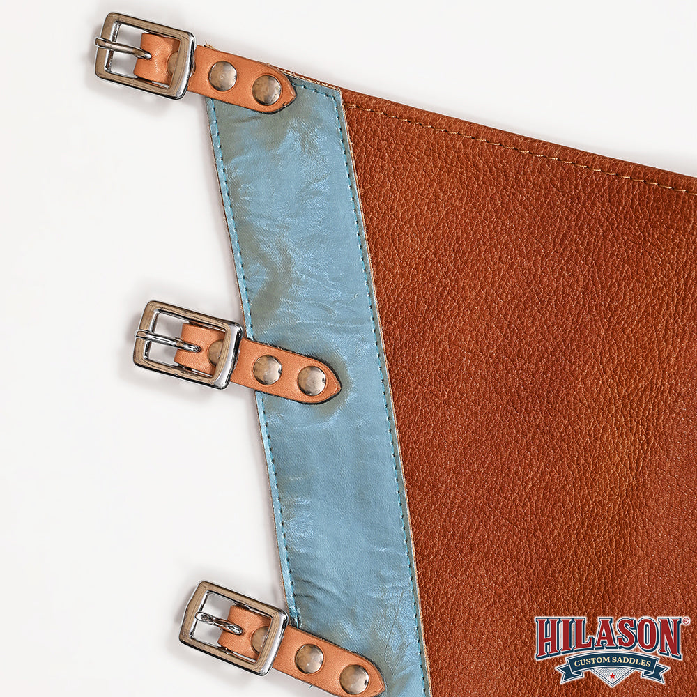 HILASON Pro Rodeo Bull Riding Chaps Genuine Leather Brown