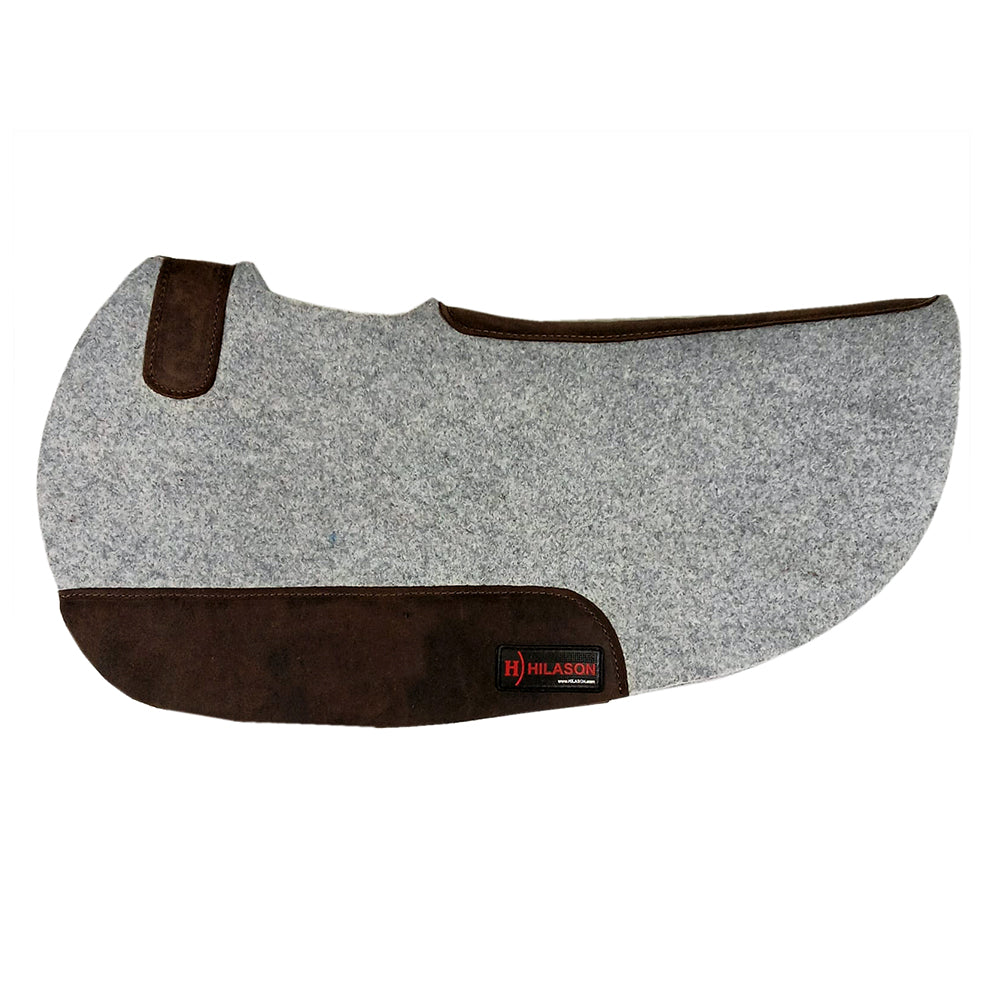 HILASON Western Wool Felt Contoured Horse Saddle Pad W/ Distressed Wear Leather | for Horses