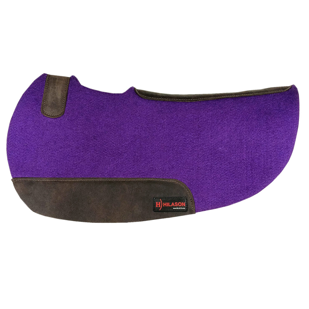 HILASON Western Wool Felt Contoured Horse Saddle Pad W/ Distressed Wear Leather | for Horses