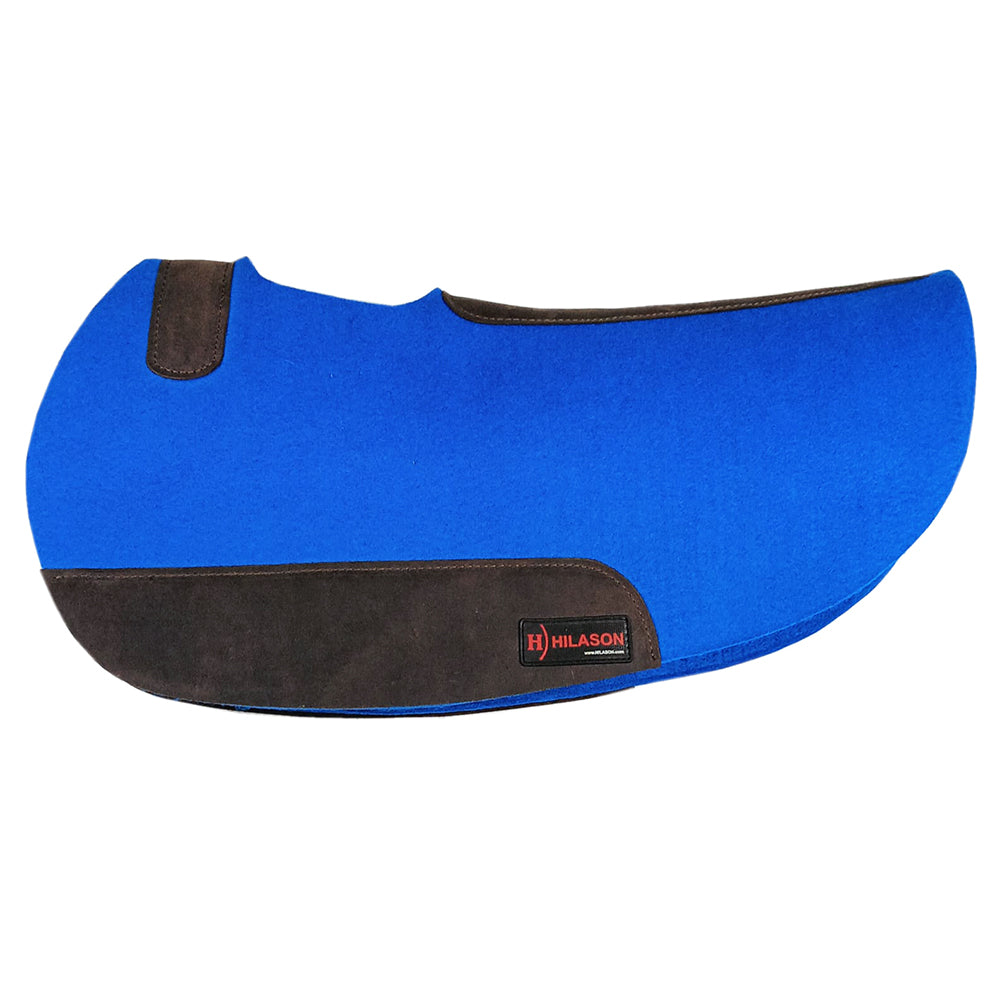 HILASON Western Wool Felt Contoured Horse Saddle Pad W/ Distressed Wear Leather | for Horses