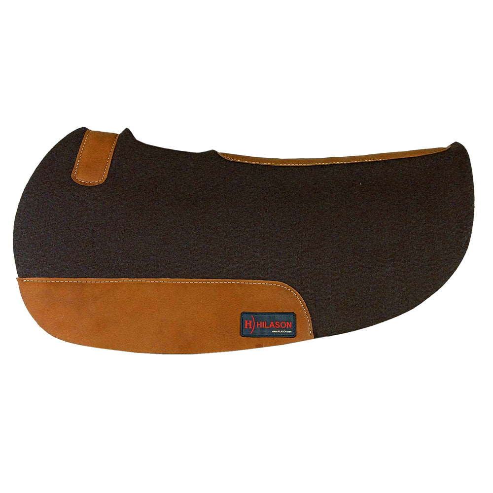 HILASON Western Wool Felt Contoured Horse Saddle Pad W/ Distressed Wear Leather | for Horses
