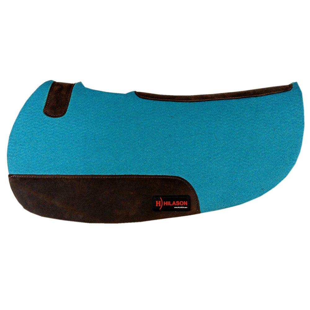 HILASON Western Wool Felt Contoured Horse Saddle Pad W/ Distressed Wear Leather | for Horses
