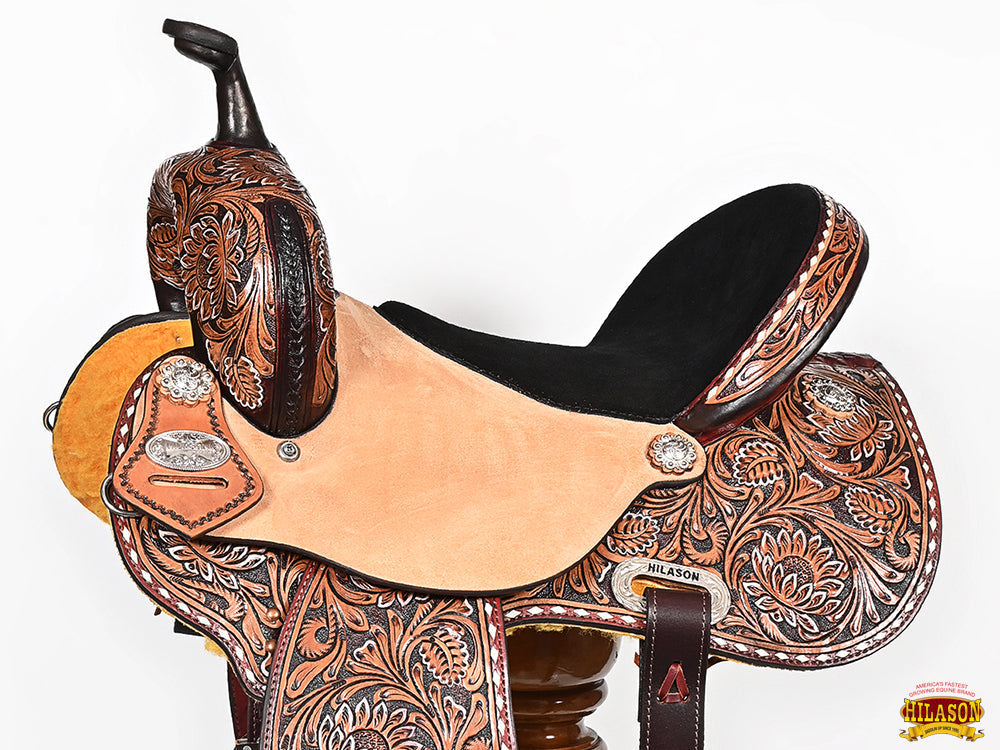 Hilason Western Horse Barrel Racing Wooden Tree American Leather Saddle