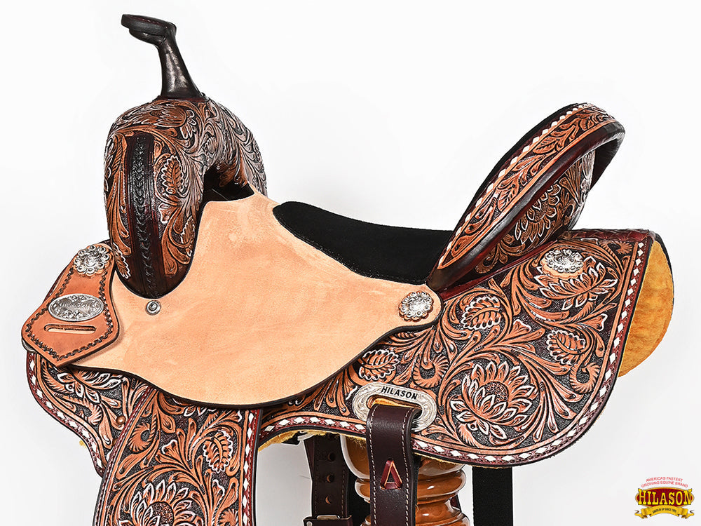 Hilason Western Horse Barrel Racing Wooden Tree American Leather Saddle