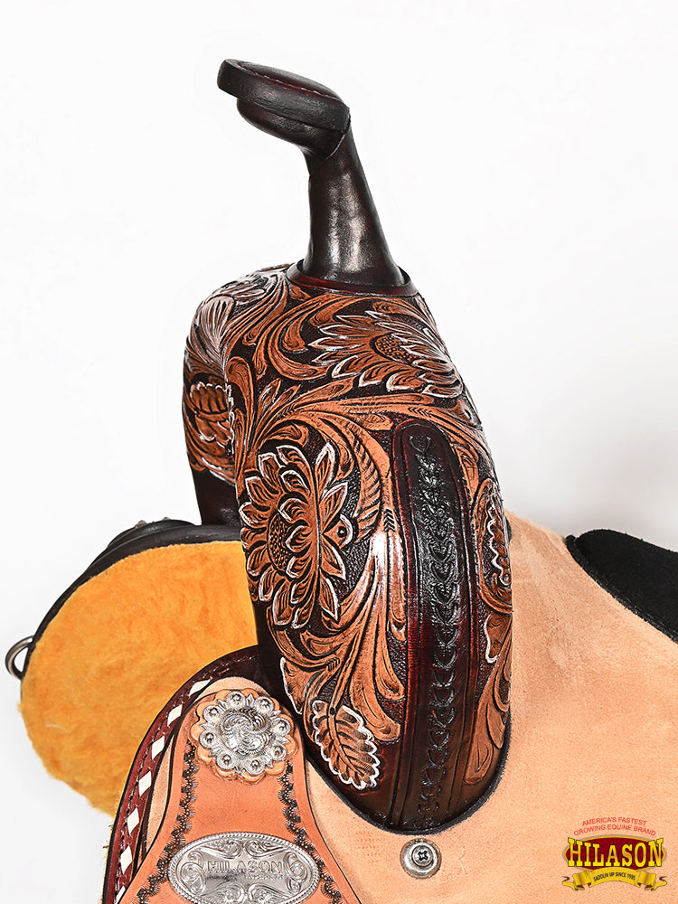 Hilason Western Horse Barrel Racing Wooden Tree American Leather Saddle