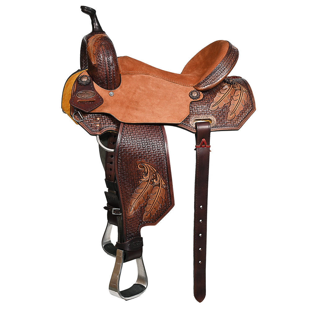 Hilason Western Horse Barrel Racing Wooden Tree American Leather Saddle