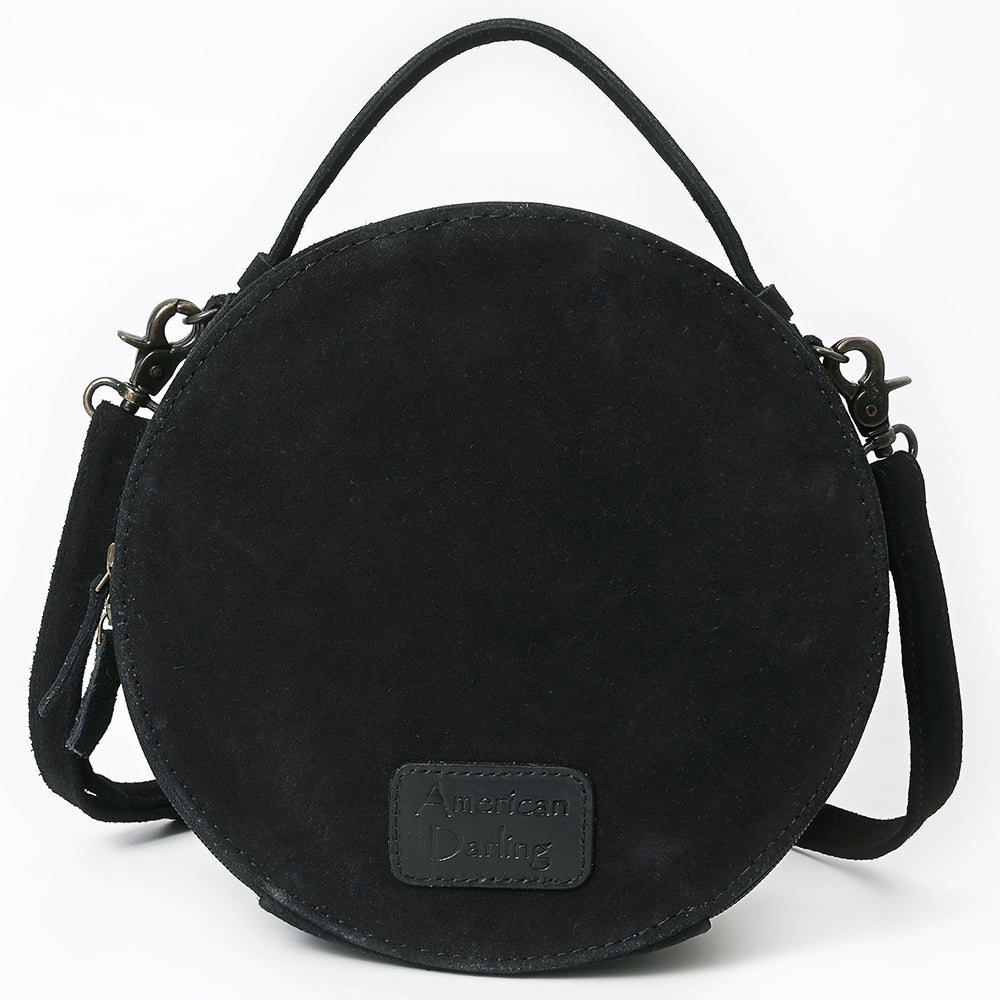American Darling Western Hand-Tooled Floral Canteen Bag Genuine Suede Leather