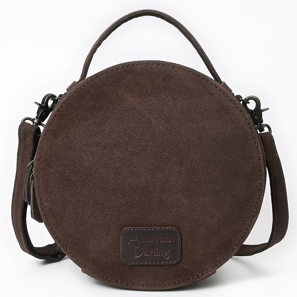 American Darling Western Hand-Tooled Floral Canteen Bag Genuine Suede Leather