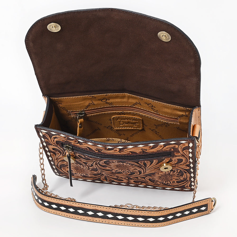 American Darling Crossbody Hand Tooled Genuine Leather