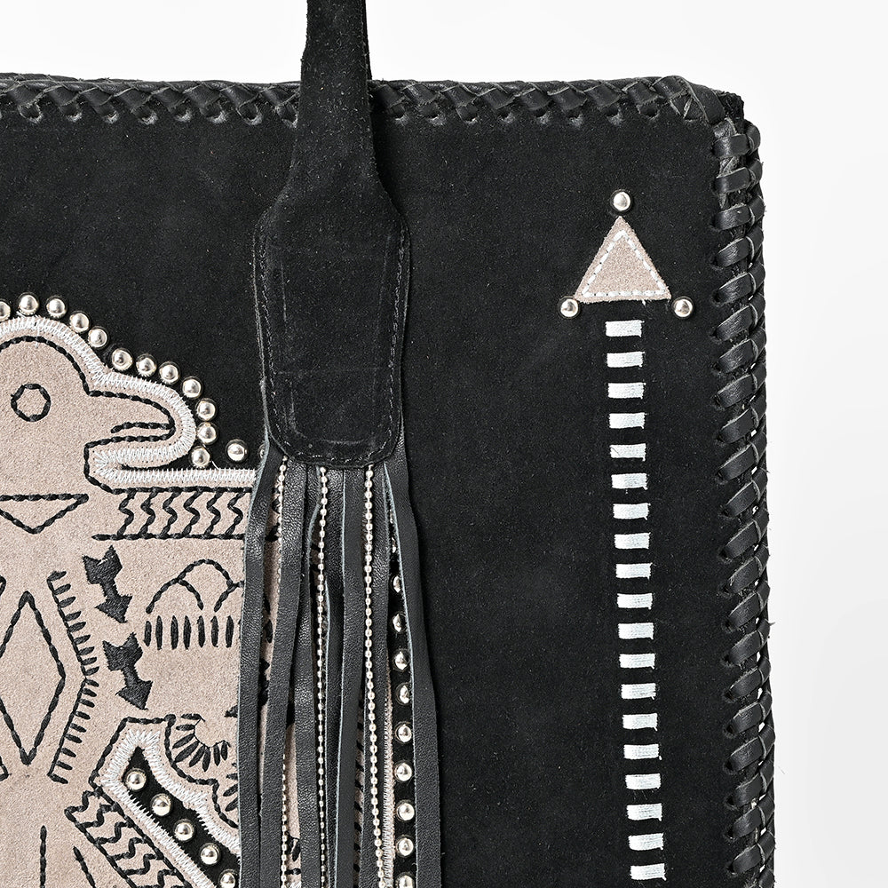 American Darling Tote Bag Western Genuine Leather Braided Handbag with Fringes and YKK Zipper for Women