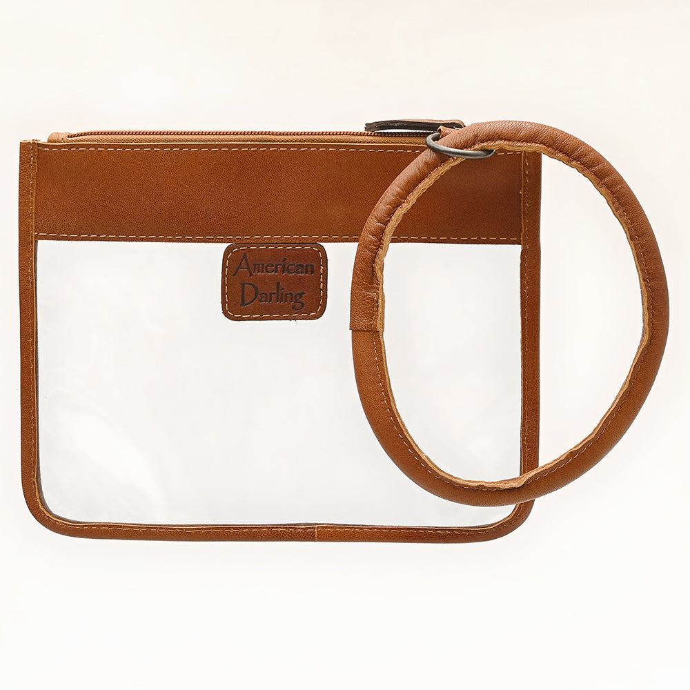 American Darling Western Hand Tooled Carved Genuine Leather Clear Bag Women Bag Handbag Purse