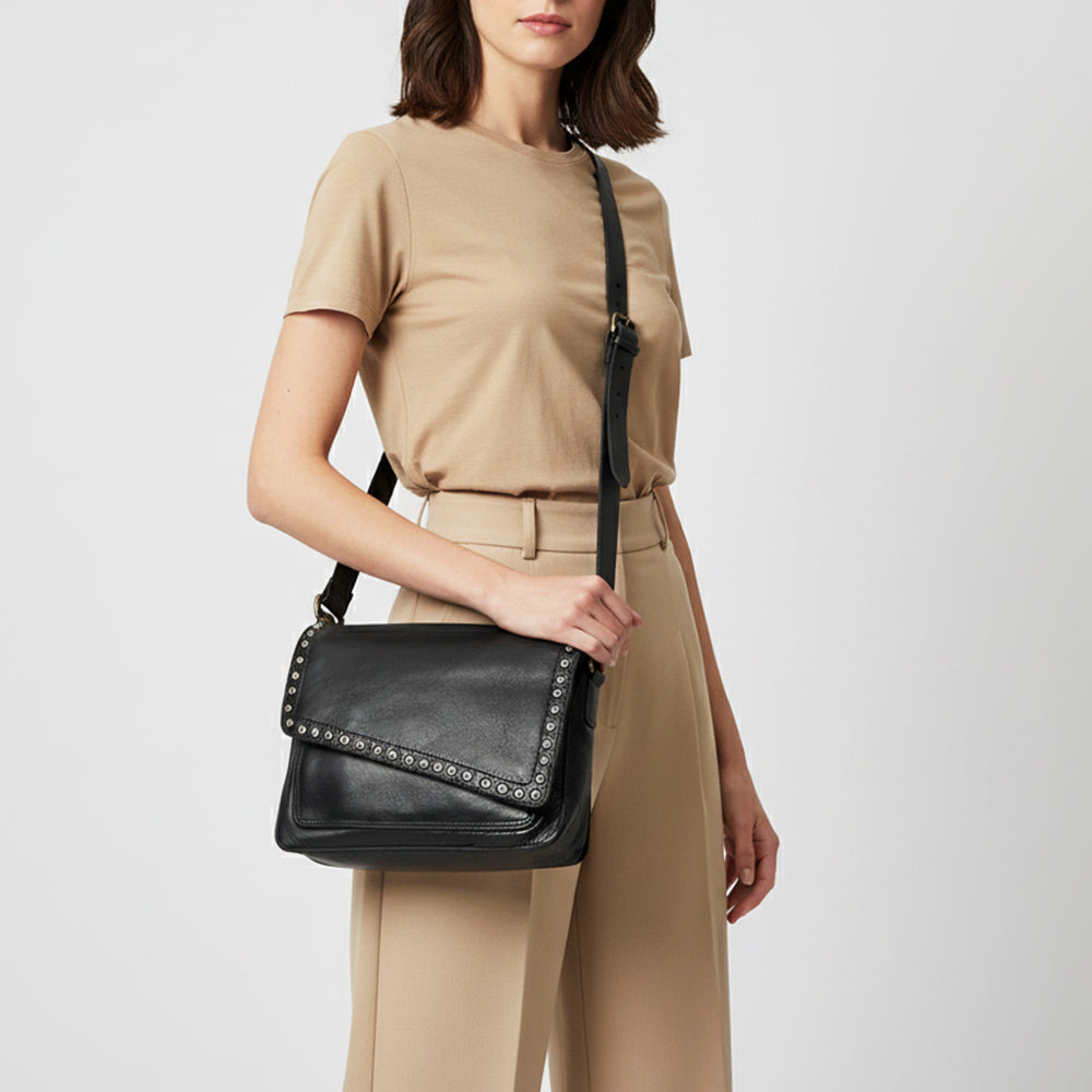 Spaghetti Western Crossbody Genuine Leather Women Bag Handbag Purse