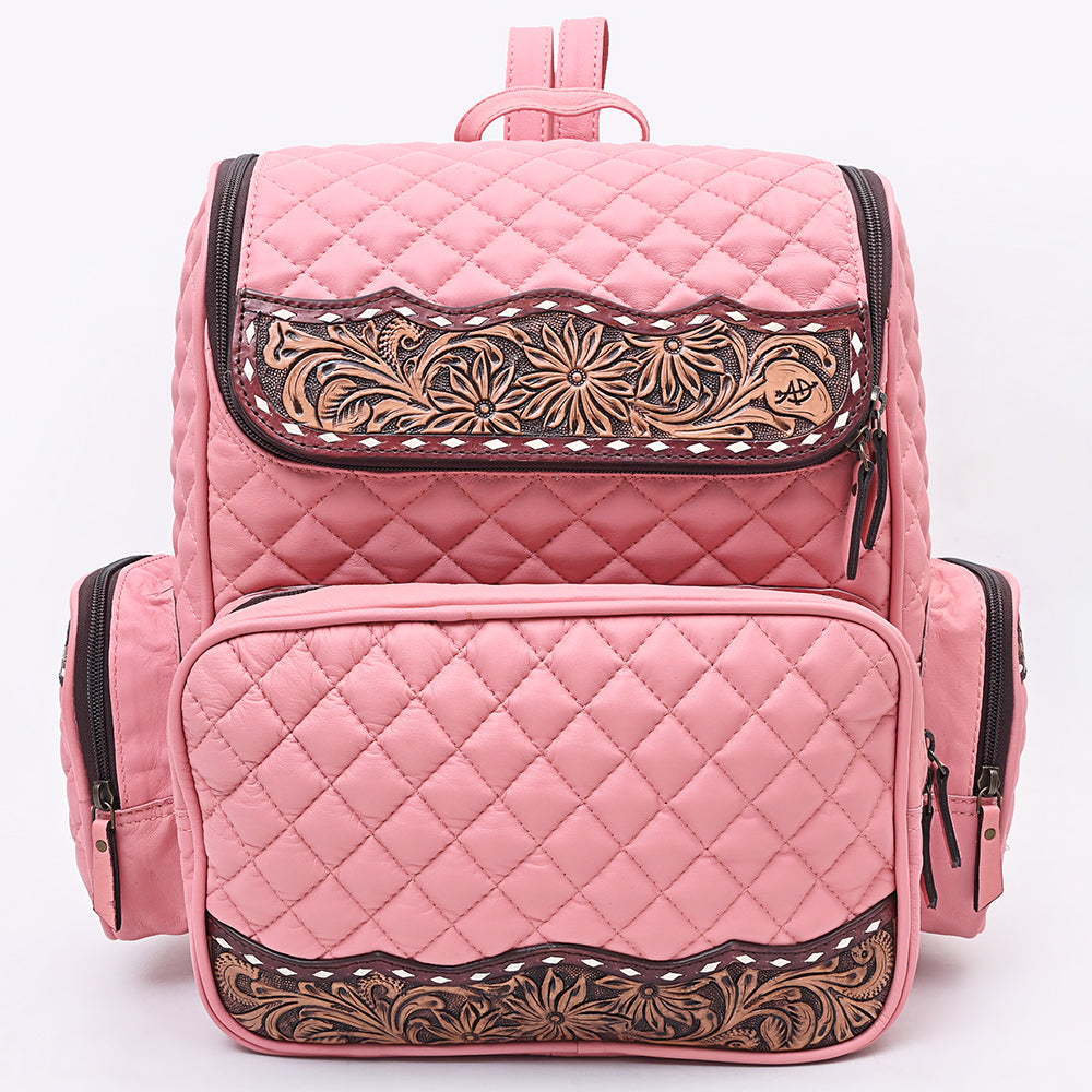 American Darling Genuine Leather Hand-Tooled Floral Quilted Backpack Bag Travel Purse with YKK Zipper