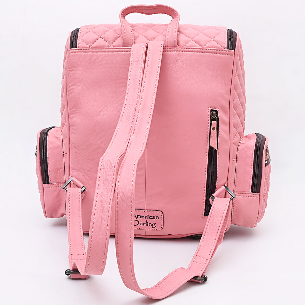 American Darling Genuine Leather Hand-Tooled Floral Quilted Backpack Bag Travel Purse with YKK Zipper
