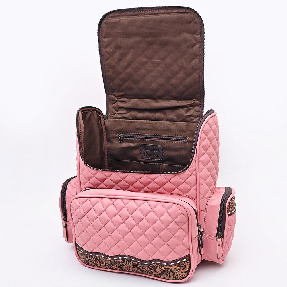 American Darling Genuine Leather Hand-Tooled Floral Quilted Backpack Bag Travel Purse with YKK Zipper
