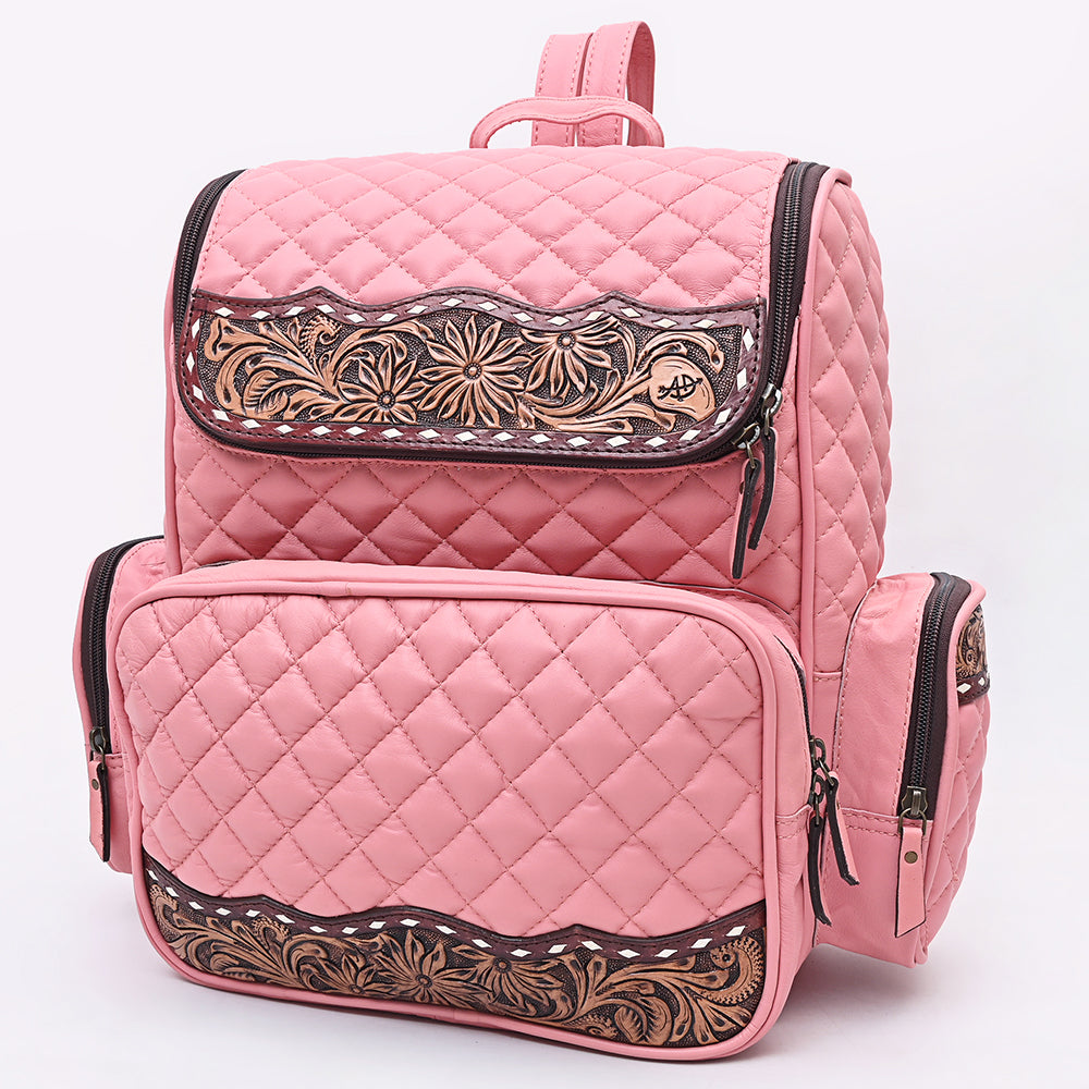 American Darling Genuine Leather Hand-Tooled Floral Quilted Backpack Bag Travel Purse with YKK Zipper