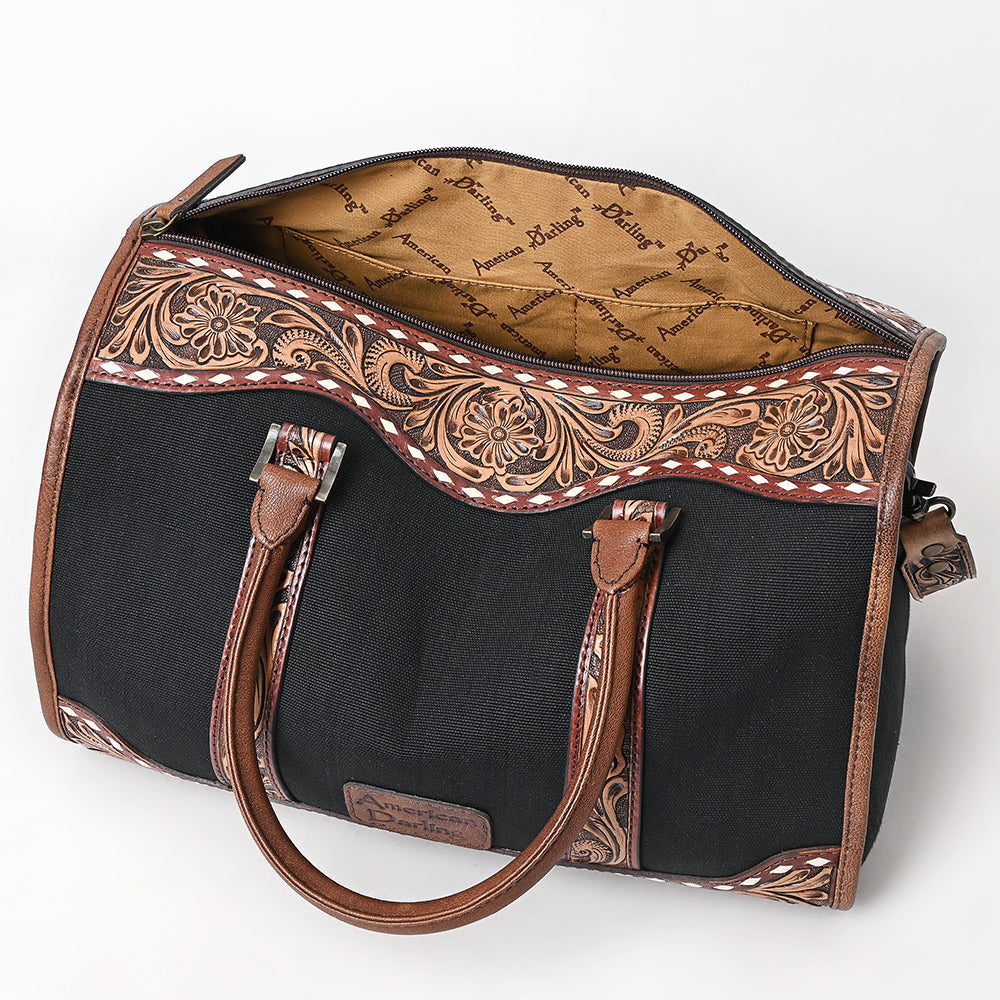 American Darling Duffel Hand Tooled Saddle Blanket Genuine Leather