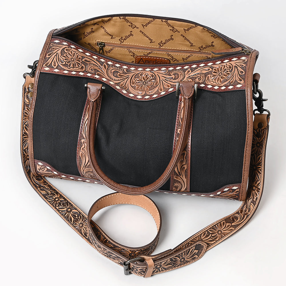 American Darling Duffel Hand Tooled Saddle Blanket Genuine Leather