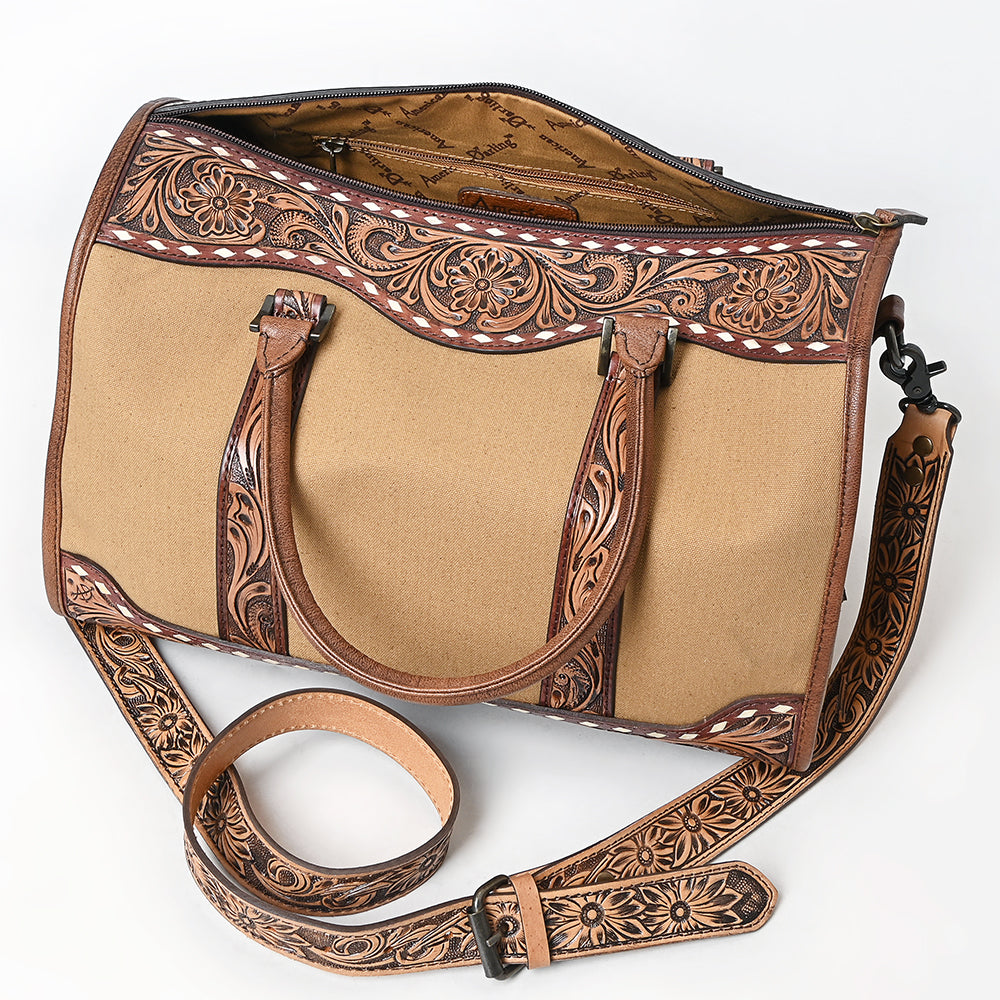 American Darling Duffel Hand Tooled Saddle Blanket Genuine Leather