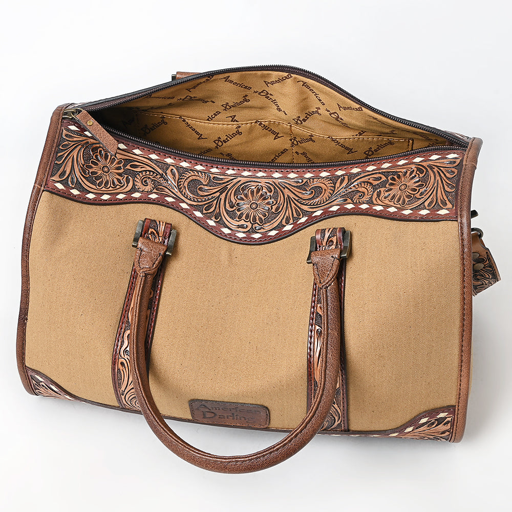 American Darling Duffel Hand Tooled Saddle Blanket Genuine Leather
