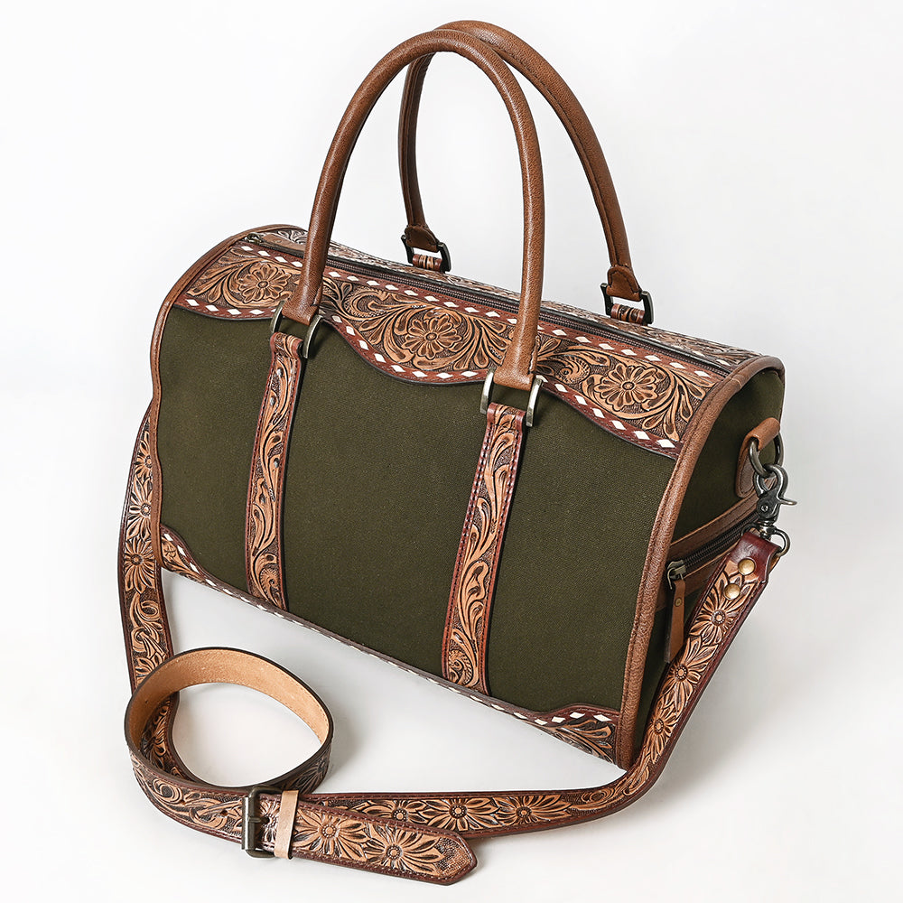 American Darling Duffel Hand Tooled Saddle Blanket Genuine Leather