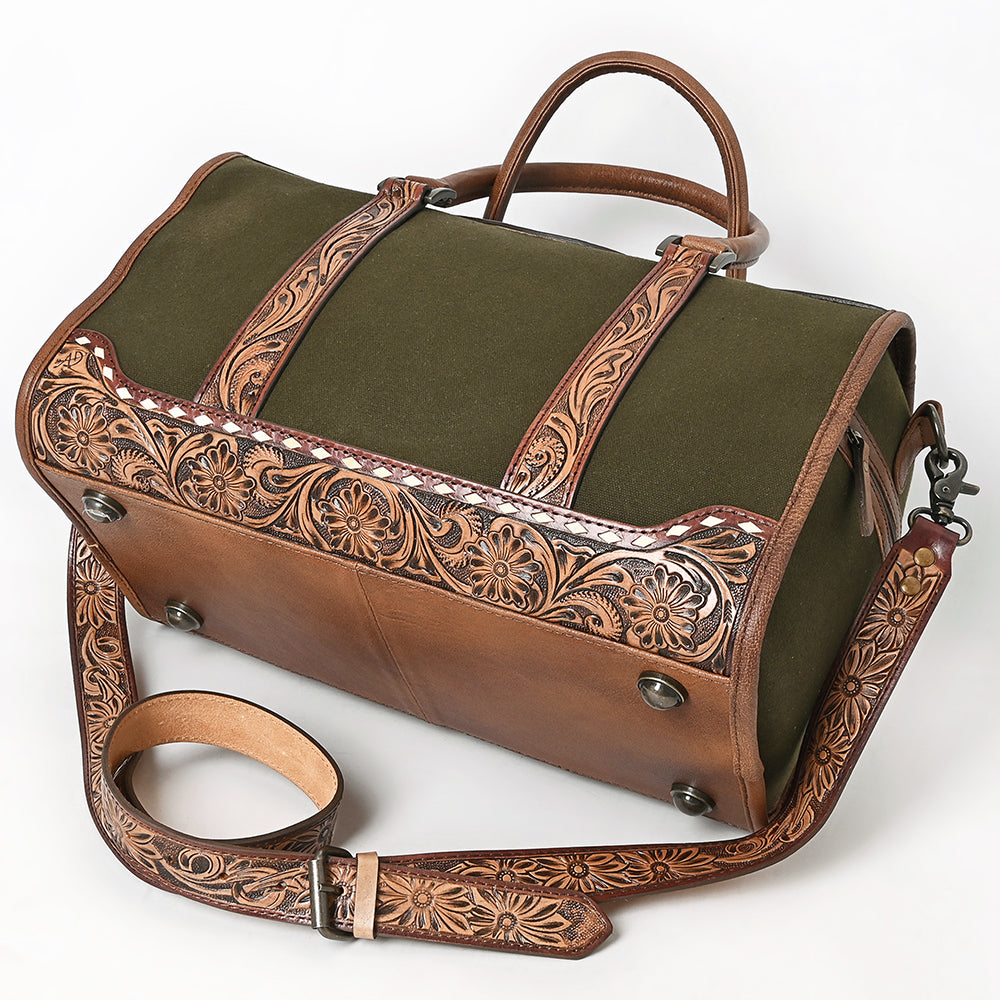 American Darling Duffel Hand Tooled Saddle Blanket Genuine Leather