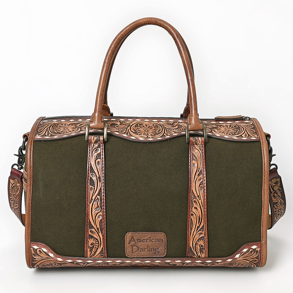 American Darling Duffel Hand Tooled Saddle Blanket Genuine Leather