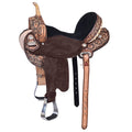 Hilason Western Flex-Tree Floral Hand-Tooled Barrel & Trail Saddle — Antique Brown