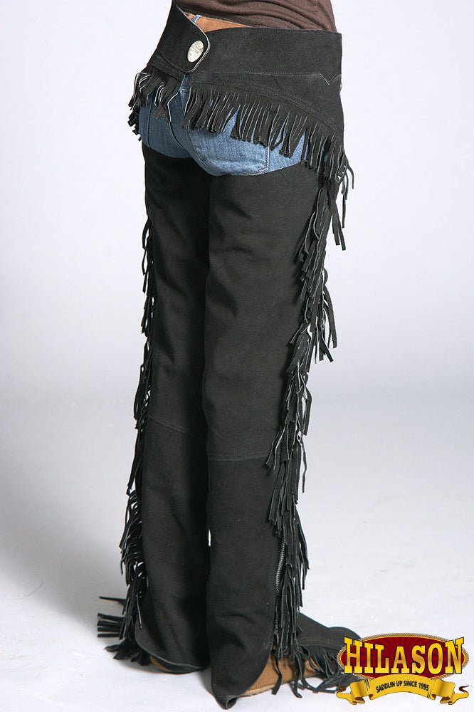 Black Hilason Suede Full Grain Leather Shotgun Work Chaps