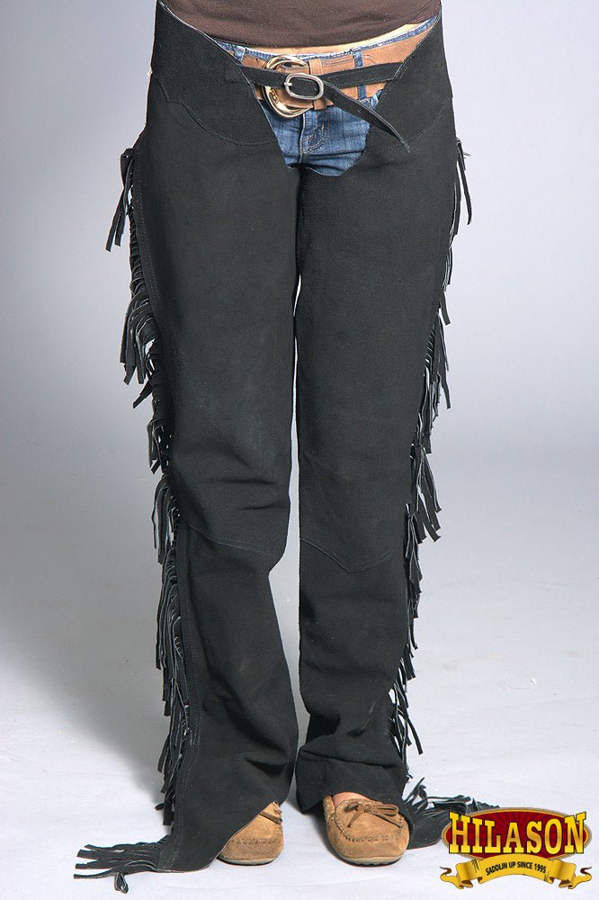 Black Hilason Suede Full Grain Leather Shotgun Work Chaps