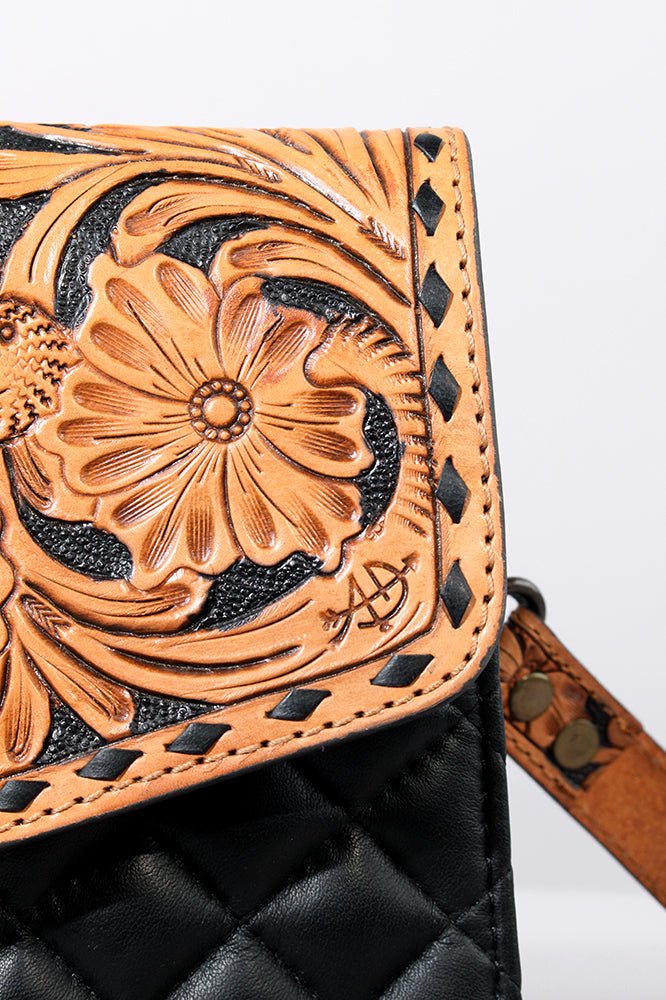 Hand Tooled Genuine Leather Western Style Crossbody Bag For Women