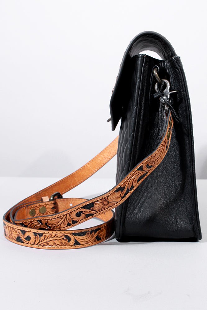 Hand Tooled Genuine Leather Western Style Crossbody Bag For Women
